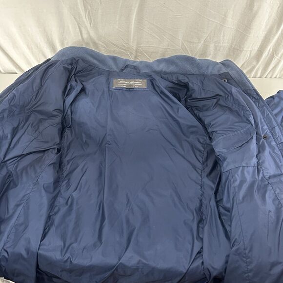 Eddie Bauer Long Jacket Womens PM Blue Down Puffer Parka Coat Faux Fur Hood - Picture 11 of 11